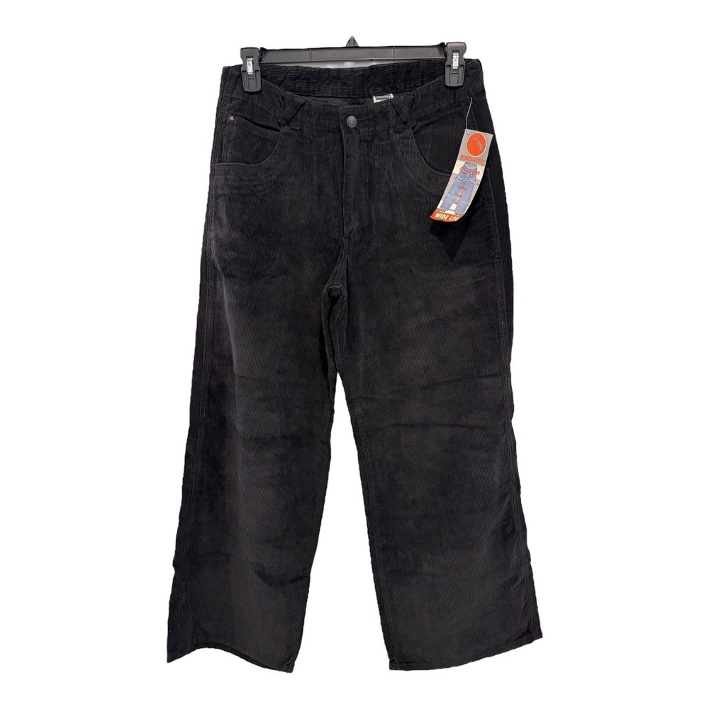 Jordache Black Corduroy‎ Pants 13 / 14 Wide Leg High Waist Vintage Mom Jeans NWT